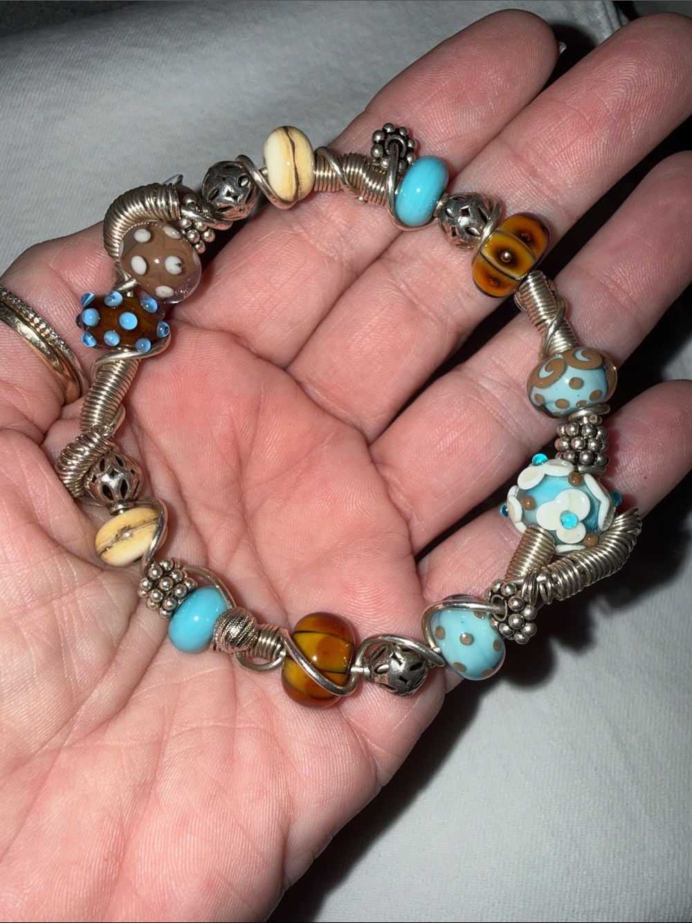 Artisan Handcrafted Lamp Work Glass Beads & Silver Wire Wrapping OOAK